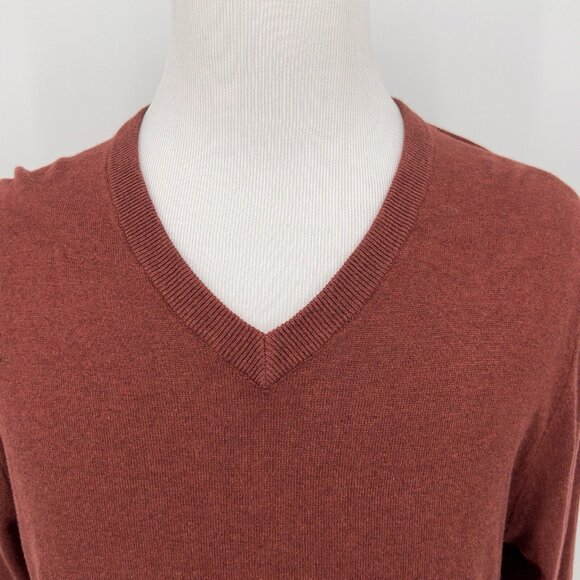 Banana Republic Mens Premium Luxe Yarn V-Neck Sweater Large Brown Cotton/Viscose - Picture 1 of 5